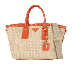 Basket Bag, Raffia, Beige/Orange, 14, S, 2*